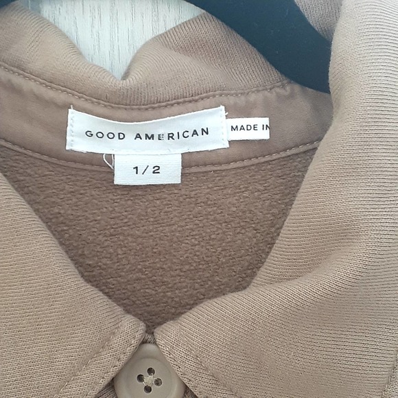 Good American The Fleece Shacket Beige Brown Oversized Size 1/2 - Picture 2 of 7